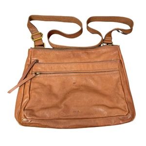 Fossil Cowhide leather Messenger bag